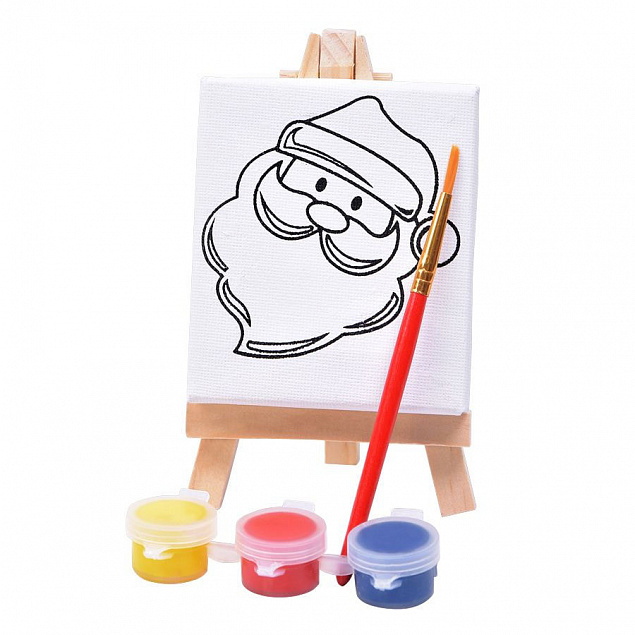 Набор для раскраски  "Дед Мороз":холст,мольберт,кисть, краски 3шт с логотипом в Москве заказать по выгодной цене в кибермаркете AvroraStore
