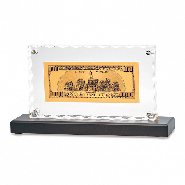 "Банкнота 100 USD"в стекле с логотипом в Москве заказать по выгодной цене в кибермаркете AvroraStore