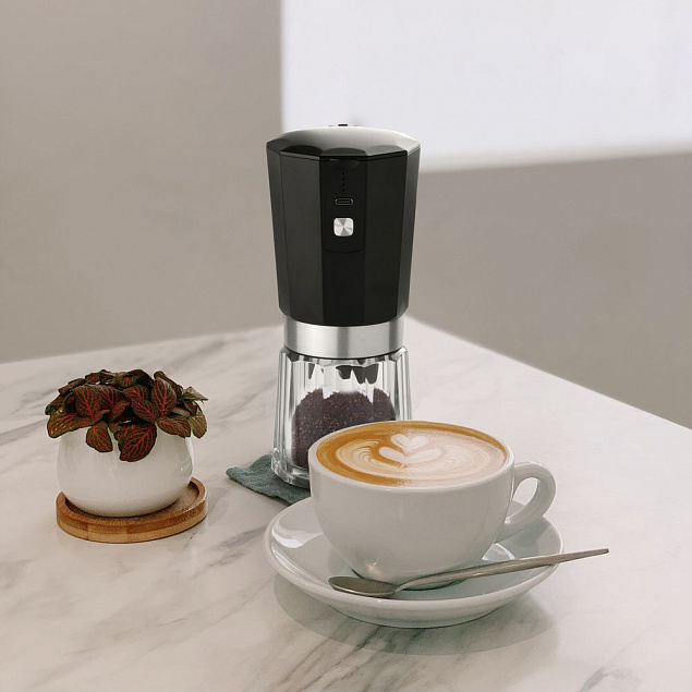 Портативная кофемолка Electric Coffee Grinder, черная с серебристым с логотипом в Москве заказать по выгодной цене в кибермаркете AvroraStore
