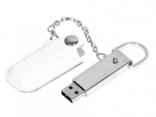 USB 2.0- флешка на 8 Гб в массивном корпусе с кожаным чехлом с логотипом в Москве заказать по выгодной цене в кибермаркете AvroraStore