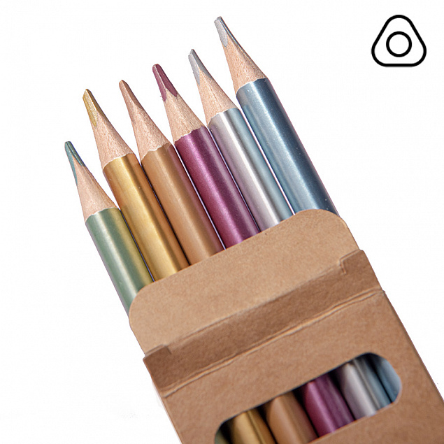 Набор цветных карандашей METALLIC, 6 цветов с логотипом в Москве заказать по выгодной цене в кибермаркете AvroraStore