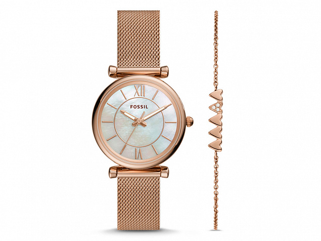 Подарочный набор: часы наручные женские, браслет. Fossil с логотипом в Москве заказать по выгодной цене в кибермаркете AvroraStore