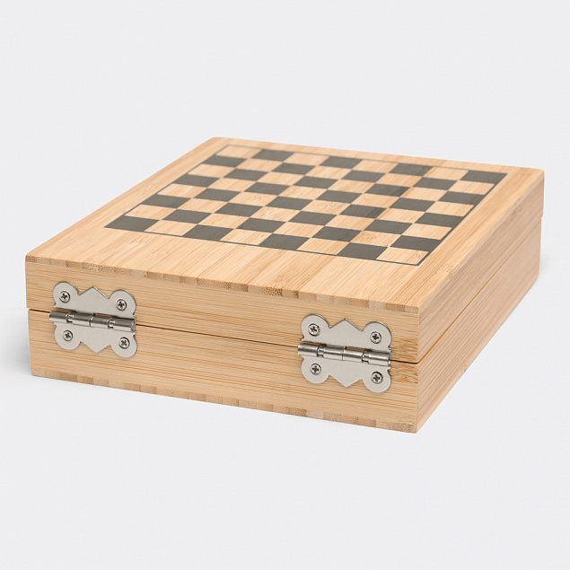 Винный набор BAMBOO CHESS с шахматной игрой, коричневый с логотипом в Москве заказать по выгодной цене в кибермаркете AvroraStore