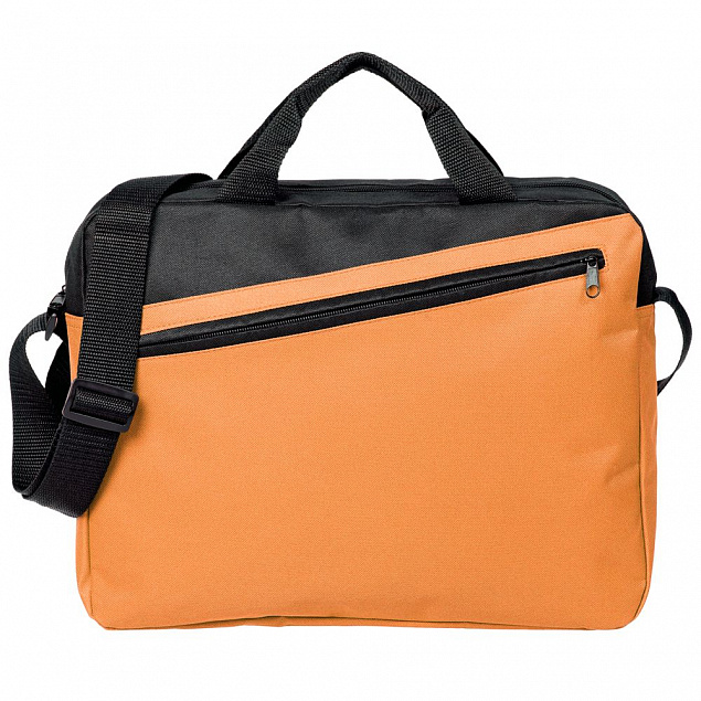 Конференц-сумка Unit Diagonal, оранжево-черная с логотипом в Москве заказать по выгодной цене в кибермаркете AvroraStore