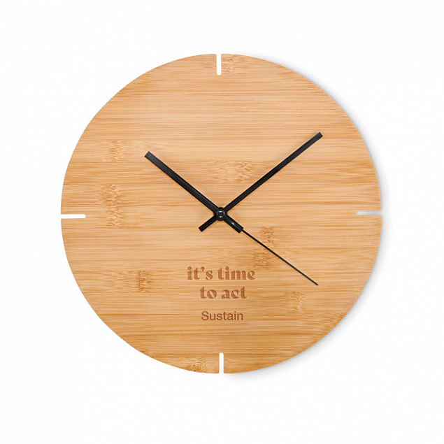 Настенные часы из бамбука кругл с логотипом в Москве заказать по выгодной цене в кибермаркете AvroraStore
