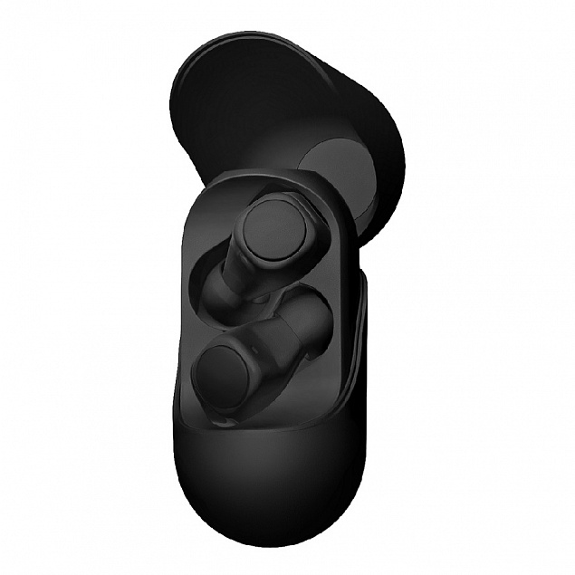 Наушники беспроводные GEOZON WAVE, с зарядным боксом, покрытие soft touch, черные с логотипом в Москве заказать по выгодной цене в кибермаркете AvroraStore