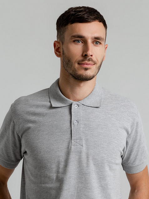 Рубашка поло мужская Virma Premium, серый меланж с логотипом в Москве заказать по выгодной цене в кибермаркете AvroraStore