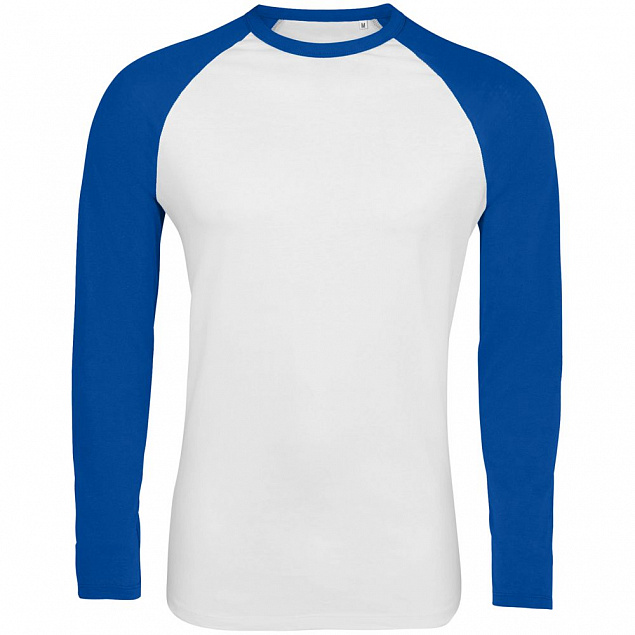 Футболка мужская с длинным рукавом Funky LSL, белая с ярко-синим с логотипом в Москве заказать по выгодной цене в кибермаркете AvroraStore