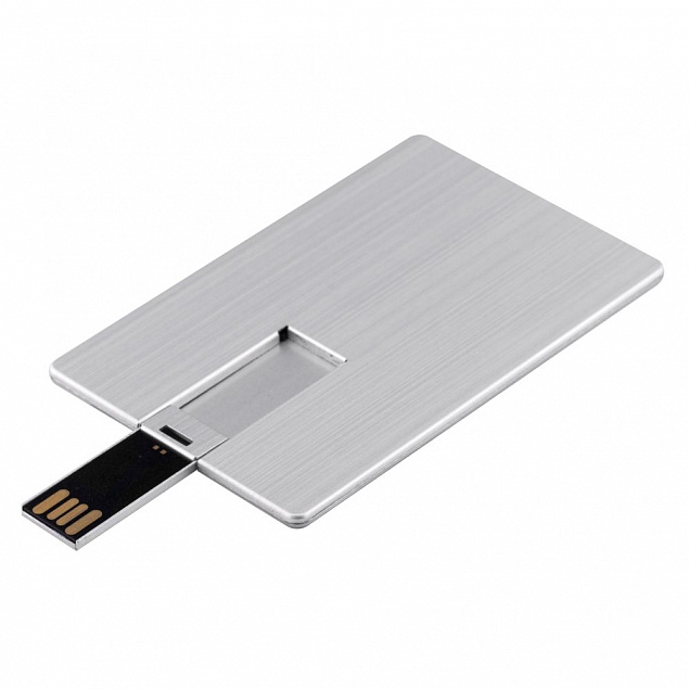 Флешка Platinum Card, 32 Гб, серебристая с логотипом  заказать по выгодной цене в кибермаркете AvroraStore