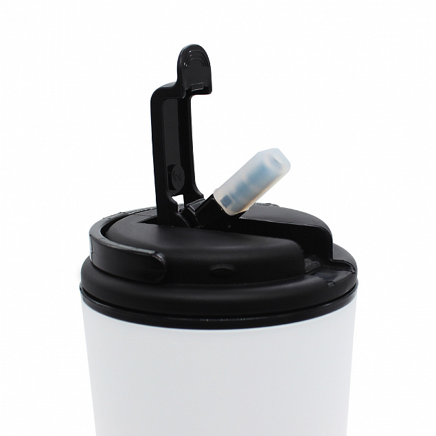Термостакан Basic с трубочкой, цвет белый с логотипом в Москве заказать по выгодной цене в кибермаркете AvroraStore