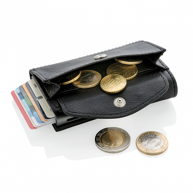 Кошелек с отделением для монет и держателем для карт C-Secure RFID, черный с логотипом  заказать по выгодной цене в кибермаркете AvroraStore