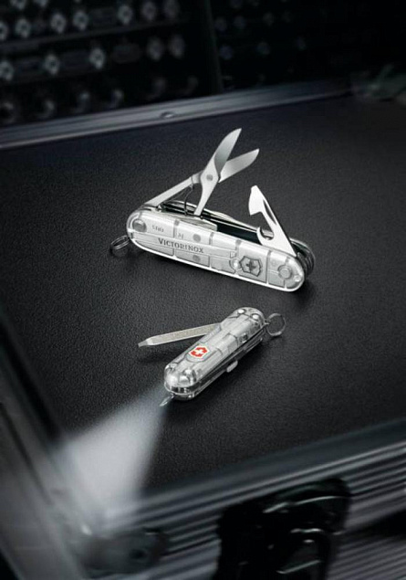 Офицерский нож Huntsman 91, прозрачный серебристый с логотипом в Москве заказать по выгодной цене в кибермаркете AvroraStore