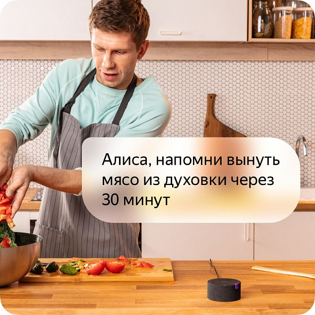 «Яндекс.Станция Мини». Умная колонка с «Алисой», черная с логотипом в Москве заказать по выгодной цене в кибермаркете AvroraStore