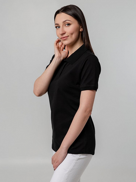 Рубашка поло женская Virma Stretch Lady, черная с логотипом в Москве заказать по выгодной цене в кибермаркете AvroraStore