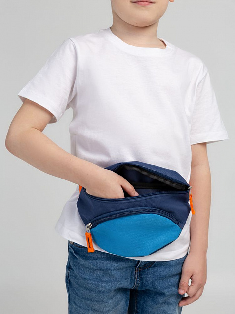 Поясная сумка детская Kiddo, синяя с голубым с логотипом в Москве заказать по выгодной цене в кибермаркете AvroraStore