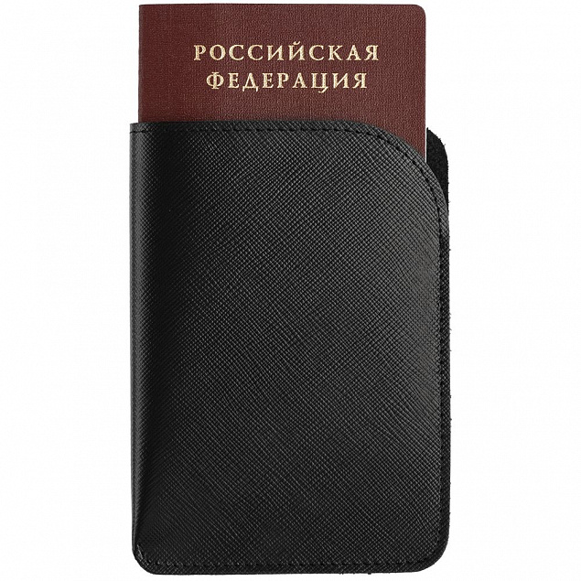 Чехол для паспорта Linen, черный с логотипом в Москве заказать по выгодной цене в кибермаркете AvroraStore