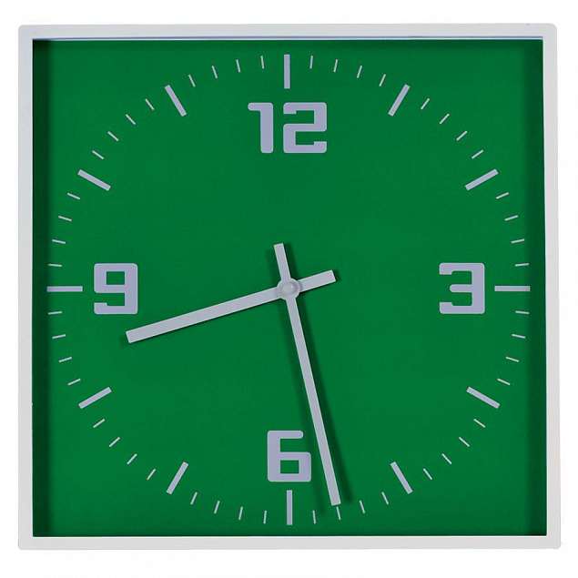 Часы настенные "КВАДРАТ"; зеленый, 30*30 см; пластик; без элементов питания с логотипом в Москве заказать по выгодной цене в кибермаркете AvroraStore