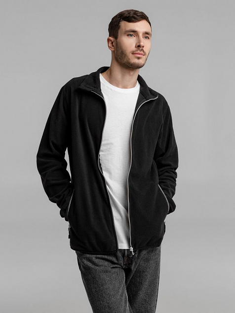 Куртка флисовая мужская TWOHAND черная с логотипом в Москве заказать по выгодной цене в кибермаркете AvroraStore