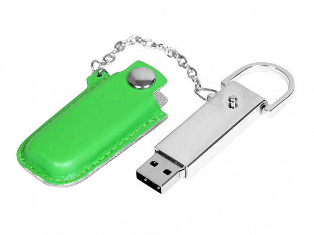 USB 2.0- флешка на 8 Гб в массивном корпусе с кожаным чехлом с логотипом в Москве заказать по выгодной цене в кибермаркете AvroraStore