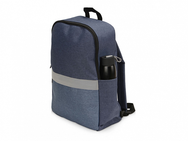 Рюкзак Merit со светоотражающей полосой и отделением для ноутбука 15.6'', синий с логотипом в Москве заказать по выгодной цене в кибермаркете AvroraStore