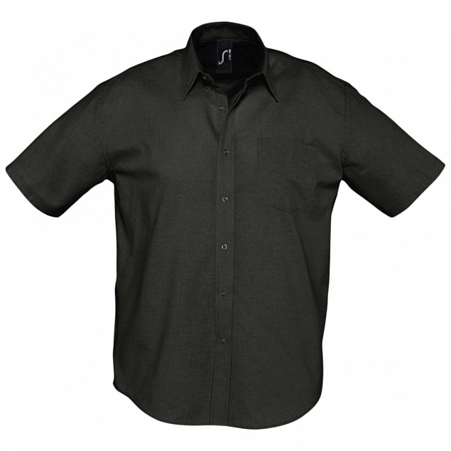 Рубашка мужская с коротким рукавом BRISBANE, черная с логотипом в Москве заказать по выгодной цене в кибермаркете AvroraStore