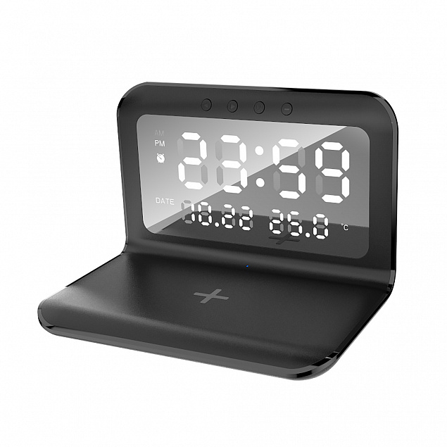 Настольные часы "Smart Time" с беспроводным (15W) зарядным устройством, будильником и термометром, со съёмным дисплеем с логотипом в Москве заказать по выгодной цене в кибермаркете AvroraStore