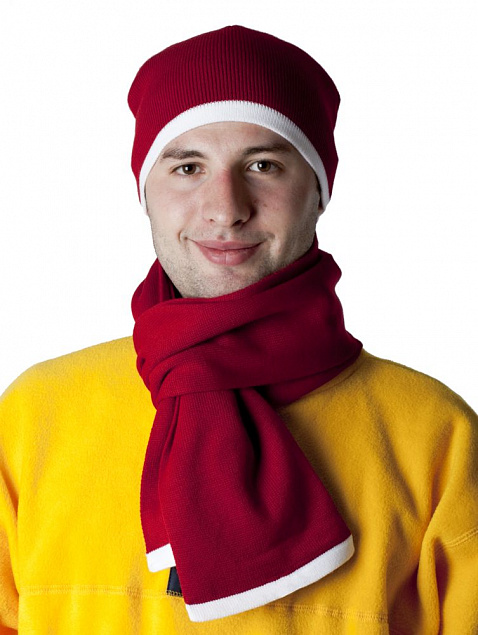 Шарф Leader, красно-белый с логотипом в Москве заказать по выгодной цене в кибермаркете AvroraStore
