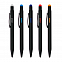 Ручка шариковая Raven (черная с голубым) с логотипом в Москве заказать по выгодной цене в кибермаркете AvroraStore