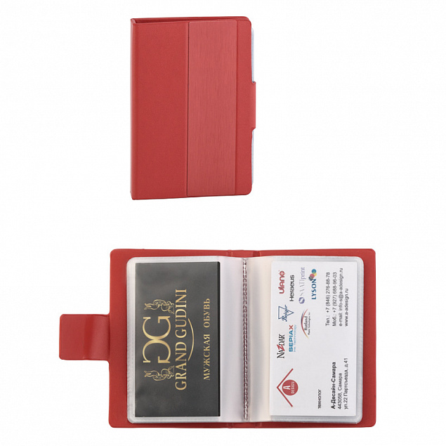 Визитница "Office" (40 визиток), красная с логотипом в Москве заказать по выгодной цене в кибермаркете AvroraStore