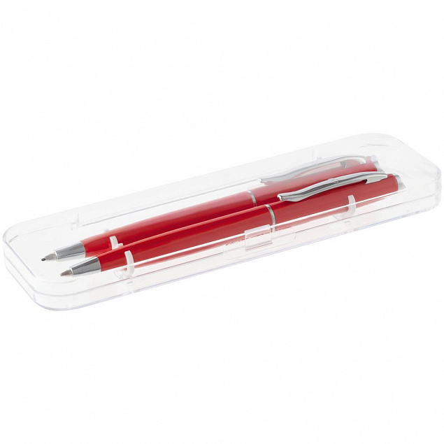 Набор Phrase: ручка и карандаш, красный с логотипом  заказать по выгодной цене в кибермаркете AvroraStore