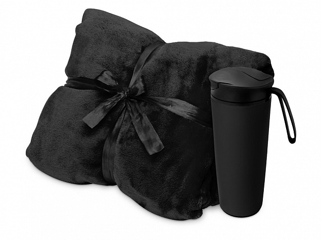 Подарочный набор с пледом, термокружкой Dreamy hygge, черный с логотипом в Москве заказать по выгодной цене в кибермаркете AvroraStore