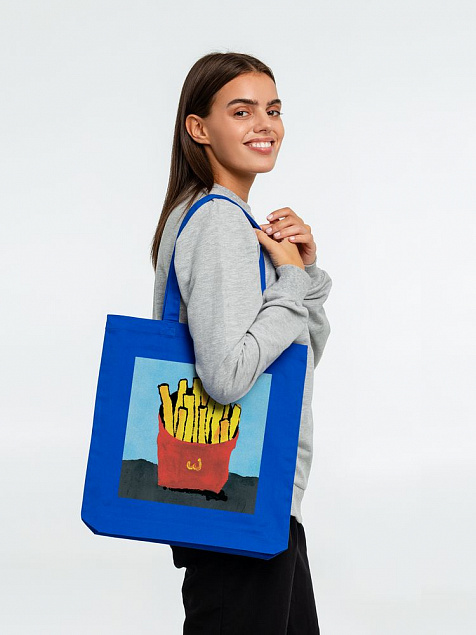 Холщовая сумка «Фри», ярко-синяя с логотипом в Москве заказать по выгодной цене в кибермаркете AvroraStore