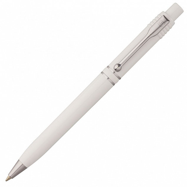Ручка шариковая Raja Chrome, белая с логотипом в Москве заказать по выгодной цене в кибермаркете AvroraStore
