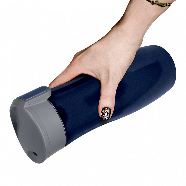 Термокружка вакуумная герметичная, Lavita, 450 ml, покрытие металлик, синяя с логотипом в Москве заказать по выгодной цене в кибермаркете AvroraStore