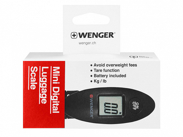 Мини-весы для багажа WENGER электронные, черные, АБС-пластик, до 40 кг с логотипом в Москве заказать по выгодной цене в кибермаркете AvroraStore