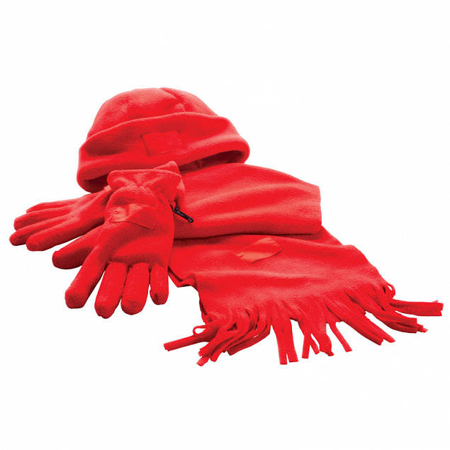 Набор "Зима" (шапка, шарф, перчатки), красный с логотипом в Москве заказать по выгодной цене в кибермаркете AvroraStore