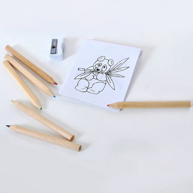 Набор цветных карандашей с раскрасками и точилкой "Figgy", 7,4х9х1,5см, дерево, картон, бумага с логотипом в Москве заказать по выгодной цене в кибермаркете AvroraStore