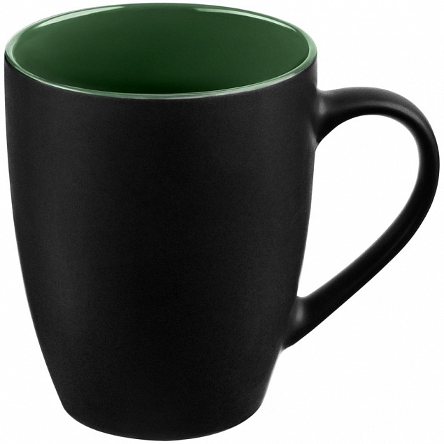Кружка Bright Tulip, матовая, черная с зеленым с логотипом в Москве заказать по выгодной цене в кибермаркете AvroraStore