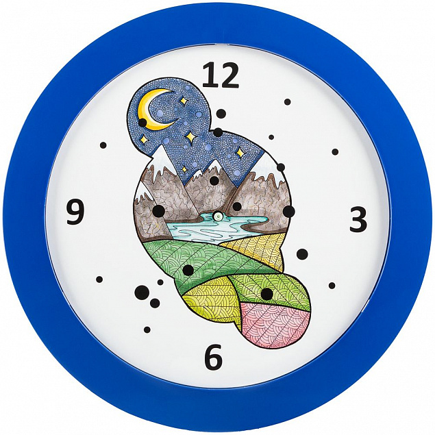 Часы настенные «Горы», синие с логотипом в Москве заказать по выгодной цене в кибермаркете AvroraStore