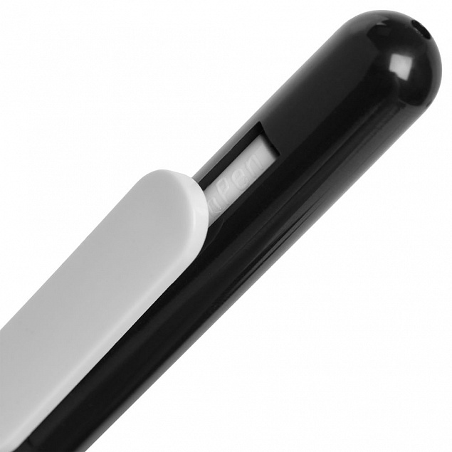 Ручка шариковая Slider, черная с белым с логотипом в Москве заказать по выгодной цене в кибермаркете AvroraStore