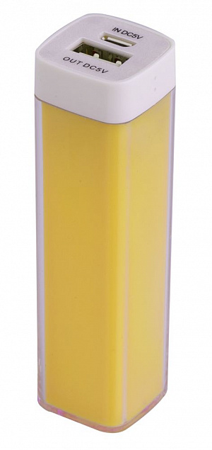 Bнешний аккумулятор Bar, 2200 mAh, ver.2, желтый с логотипом в Москве заказать по выгодной цене в кибермаркете AvroraStore