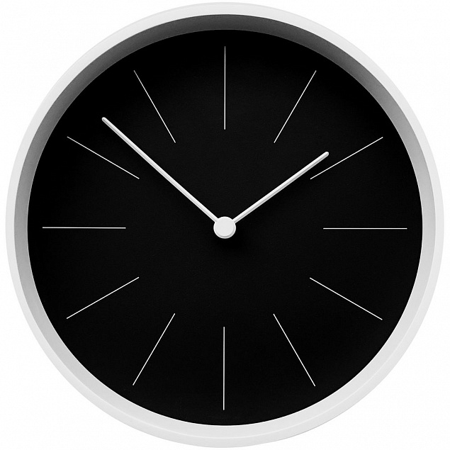 Часы настенные Neo, черные с белым с логотипом в Москве заказать по выгодной цене в кибермаркете AvroraStore