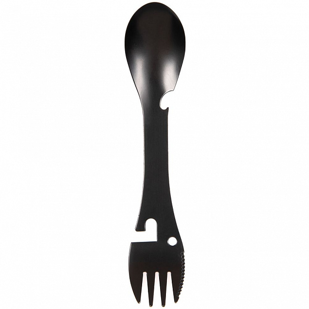 Походный столовый прибор Full Spoon, черный с логотипом  заказать по выгодной цене в кибермаркете AvroraStore