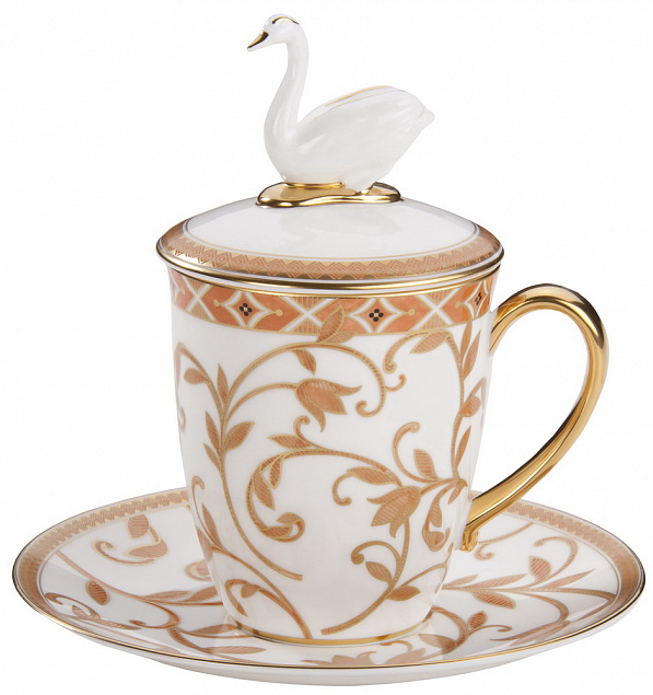 Чайная пара Swan с терракотовым орнаментом с логотипом в Москве заказать по выгодной цене в кибермаркете AvroraStore