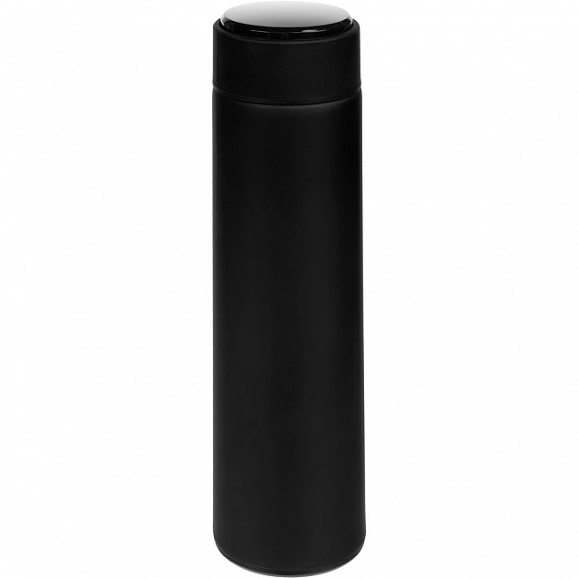 Смарт-бутылка с заменяемой батарейкой Long Therm Soft Touch, черная с логотипом в Москве заказать по выгодной цене в кибермаркете AvroraStore