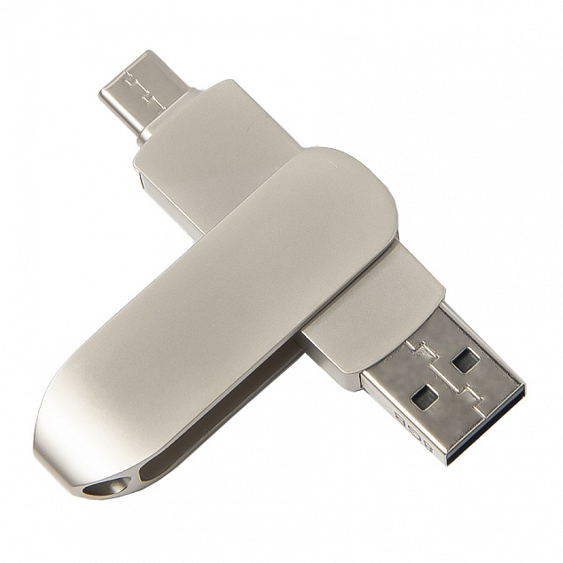 USB flash-карта CIRCLE OTG Type-C (8Гб), серебристая, 6,5х1,5х0,82 см, металл с логотипом в Москве заказать по выгодной цене в кибермаркете AvroraStore