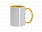 Кружка для сублимации, 330 мл, d=82 мм, стандарт А, белая, желтая внутри, желтая ручка с логотипом в Москве заказать по выгодной цене в кибермаркете AvroraStore