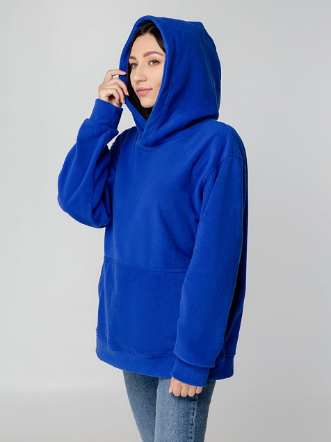 Худи флисовое унисекс Manakin, ярко-синее с логотипом в Москве заказать по выгодной цене в кибермаркете AvroraStore