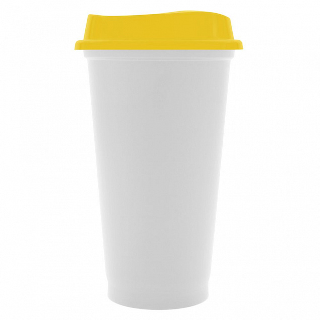 Стакан с крышкой Color Cap White, белый с желтым с логотипом в Москве заказать по выгодной цене в кибермаркете AvroraStore