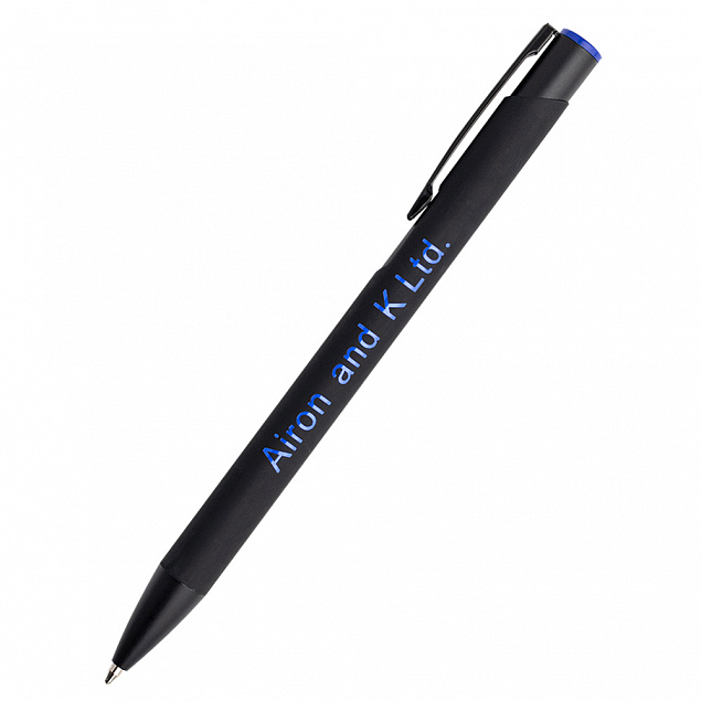 Ручка металлическая Саншайн софт-тач, синий с логотипом в Москве заказать по выгодной цене в кибермаркете AvroraStore